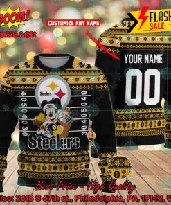 NFL Pittsburgh Steelers Mickey Mouse Personalized Ugly Christmas Sweater
