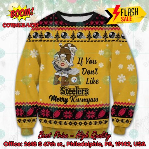NFL Pittsburgh Steelers Santa Merrykissmyass Ugly Christmas Sweater