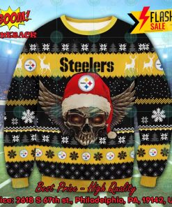 NFL Pittsburgh Steelers Skull Wings Ugly Christmas Sweater