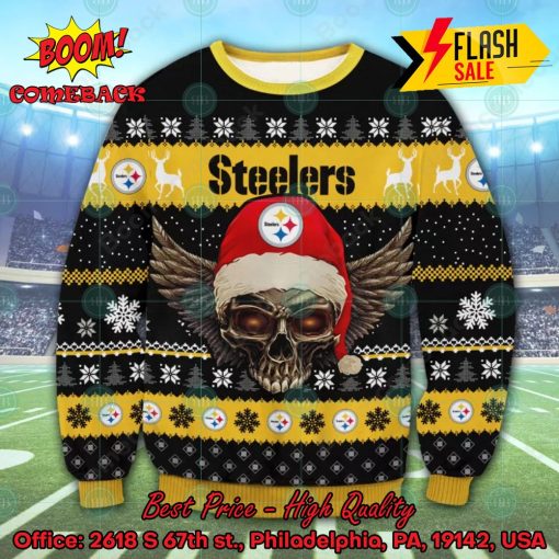 NFL Pittsburgh Steelers Skull Wings Ugly Christmas Sweater