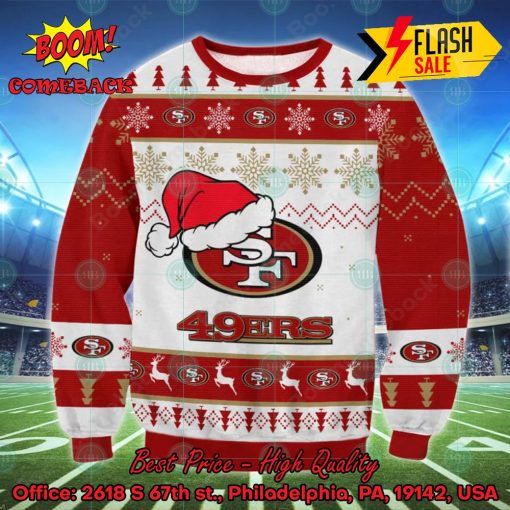 NFL San Francisco 49ers Big Logo Santa Hat Ugly Christmas Sweater