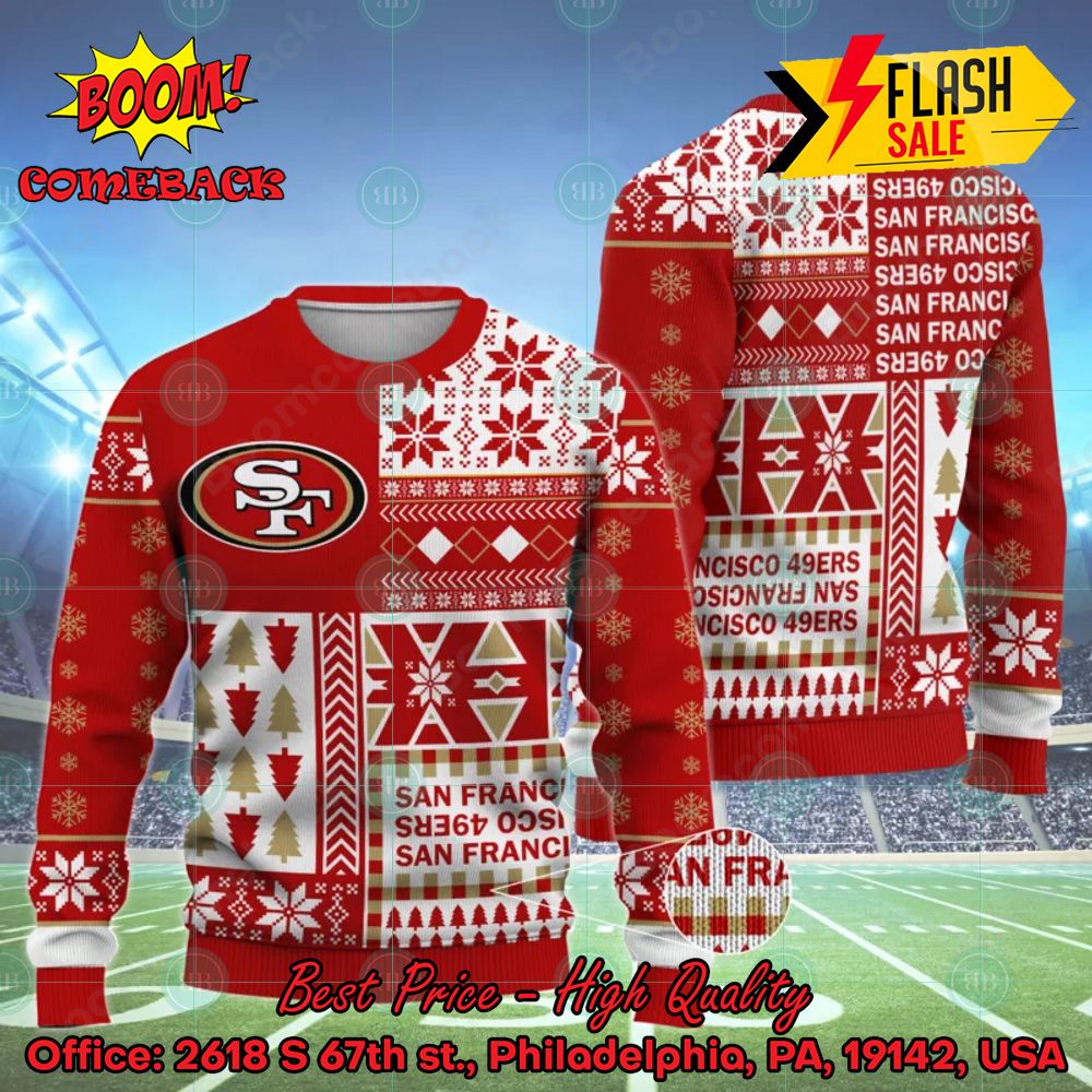 NFL San Francisco 49ers Big Logo Santa Hat Ugly Christmas Sweater