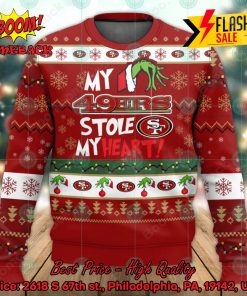 NFL San Francisco 49ers Grinch Hand My 49ers Stole My Heart Ugly Christmas Sweater