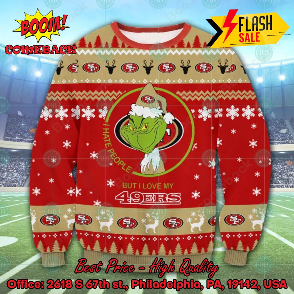 NFL San Francisco 49ers Grinch Cunningly Smile Ugly Christmas Sweater