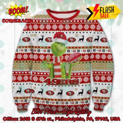 NFL San Francisco 49ers Grinch Santa Hat Ugly Christmas Sweater