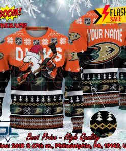 NHL Anaheim Ducks Mascot Personalized Name Ugly Christmas Sweater