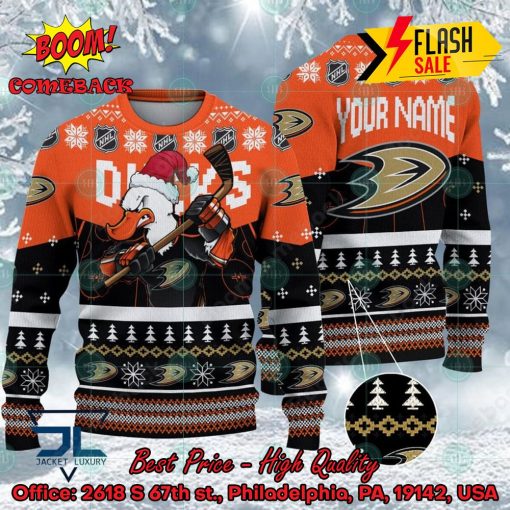 NHL Anaheim Ducks Mascot Personalized Name Ugly Christmas Sweater