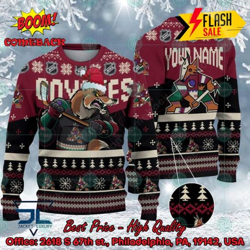 NHL Arizona Coyotes Mascot Personalized Name Ugly Christmas Sweater