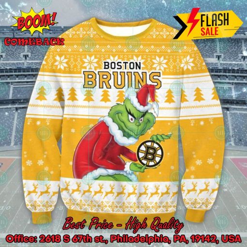 NHL Boston Bruins Sneaky Grinch Ugly Christmas Sweater