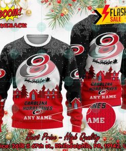 NHL Carolina Hurricanes Santa Claus In The Moon Personalized Name Ugly Christmas Sweater