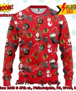NHL Chicago Blackhawks Santa Claus Christmas Decorations Ugly Christmas Sweater