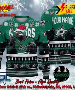 NHL Dallas Stars Mascot Personalized Name Ugly Christmas Sweater