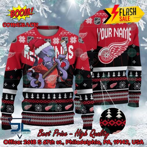 NHL Detroit Red Wings Mascot Personalized Name Ugly Christmas Sweater