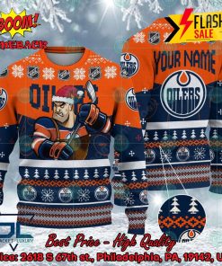 NHL Edmonton Oilers Mascot Personalized Name Ugly Christmas Sweater