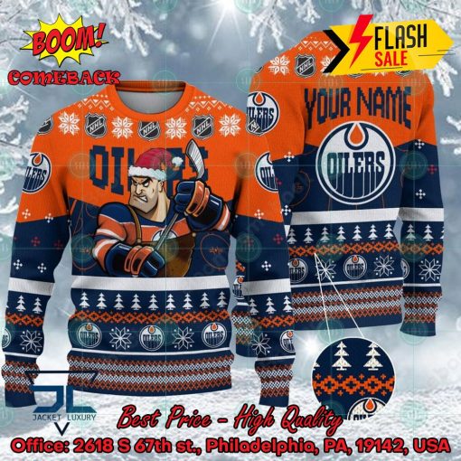 NHL Edmonton Oilers Mascot Personalized Name Ugly Christmas Sweater