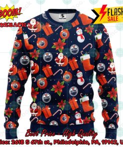 NHL Edmonton Oilers Santa Claus Christmas Decorations Ugly Christmas Sweater