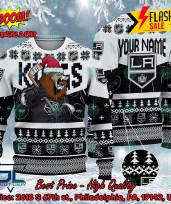 NHL Los Angeles Kings Mascot Personalized Name Ugly Christmas Sweater