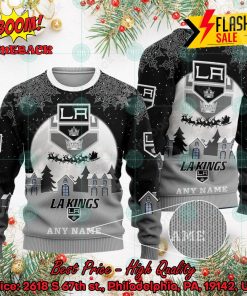 NHL Los Angeles Kings Santa Claus In The Moon Personalized Name Ugly Christmas Sweater