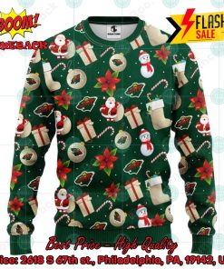 NHL Minnesota Wild Santa Claus Christmas Decorations Ugly Christmas Sweater