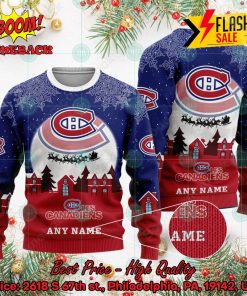NHL Montreal Canadiens Santa Claus In The Moon Personalized Name Ugly Christmas Sweater