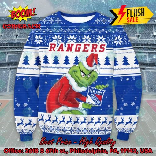 NHL New York Rangers Sneaky Grinch Ugly Christmas Sweater