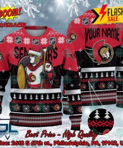 NHL Ottawa Senators Mascot Personalized Name Ugly Christmas Sweater