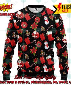 NHL Ottawa Senators Santa Claus Christmas Decorations Ugly Christmas Sweater