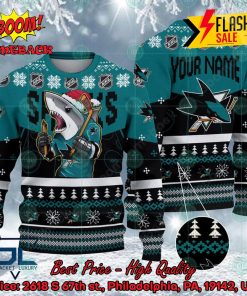 NHL San Jose Sharks Mascot Personalized Name Ugly Christmas Sweater