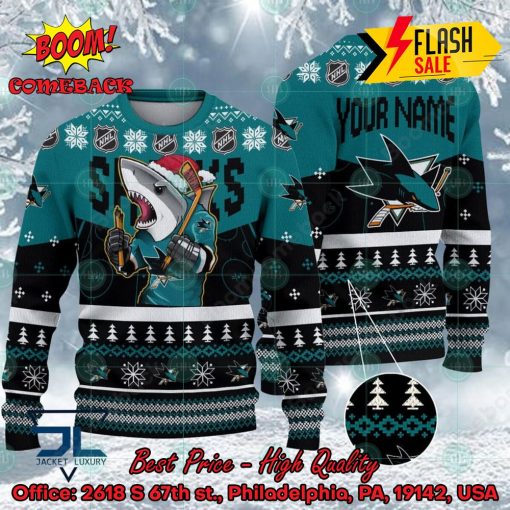 NHL San Jose Sharks Mascot Personalized Name Ugly Christmas Sweater