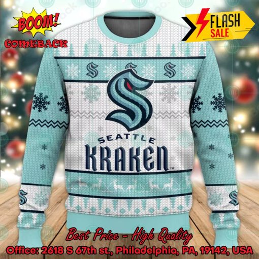 NHL Seattle Kraken Big Logo Ugly Christmas Sweater