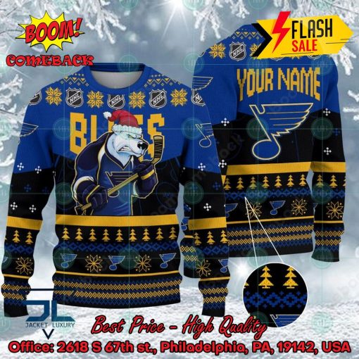 NHL St. Louis Blues Mascot Personalized Name Ugly Christmas Sweater