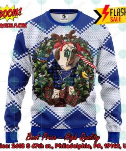 NHL St. Louis Blues Pug Candy Cane Ugly Christmas Sweater