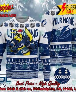 NHL Tampa Bay Lightning Mascot Personalized Name Ugly Christmas Sweater