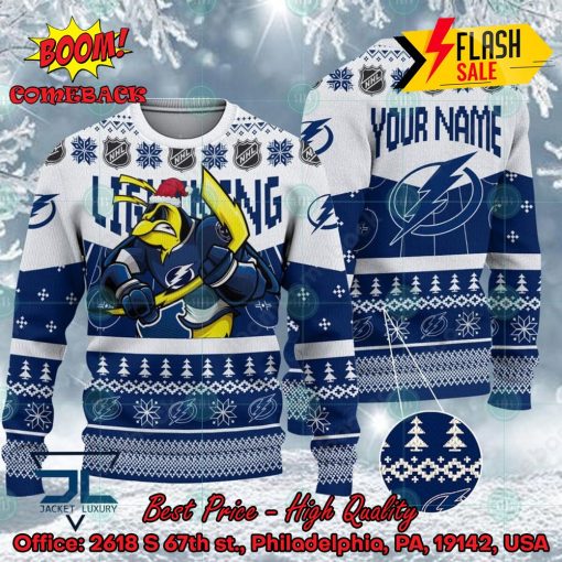 NHL Tampa Bay Lightning Mascot Personalized Name Ugly Christmas Sweater