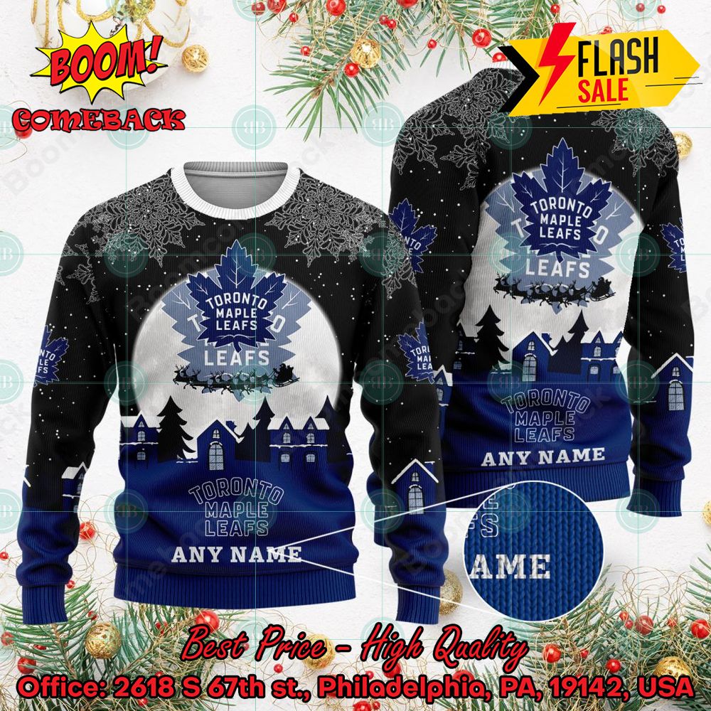NHL Tampa Bay Lightning Santa Claus In The Moon Personalized Name Ugly Christmas Sweater