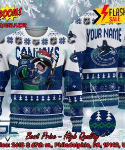 NHL Vancouver Canucks Mascot Personalized Name Ugly Christmas Sweater