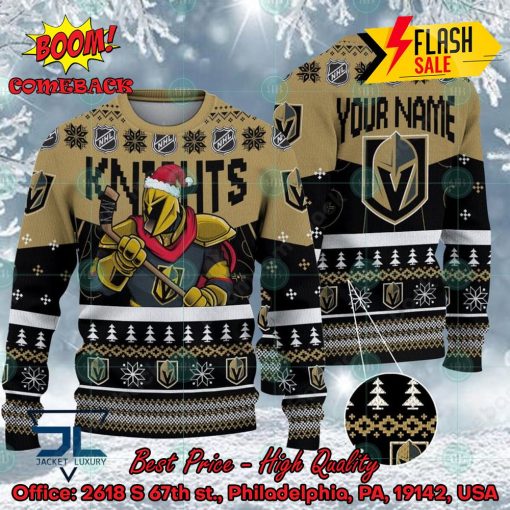 NHL Vegas Golden Knights Mascot Personalized Name Ugly Christmas Sweater