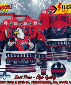 NHL Washington Capitals Mascot Personalized Name Ugly Christmas Sweater