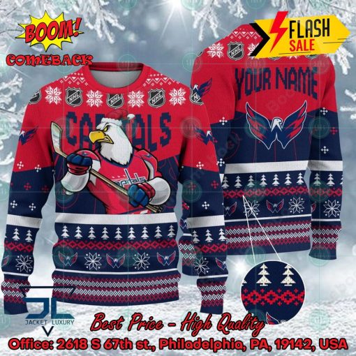 NHL Washington Capitals Mascot Personalized Name Ugly Christmas Sweater