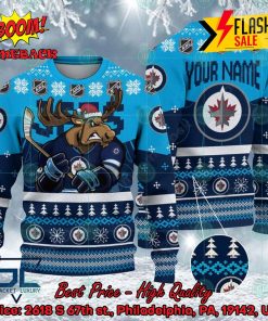 NHL Winnipeg Jets Mascot Personalized Name Ugly Christmas Sweater