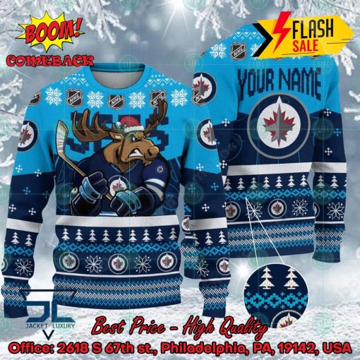 NHL Winnipeg Jets Mascot Personalized Name Ugly Christmas Sweater