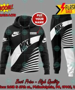Nike Black And White Personalized Name 3d Hooide And Long Pant V01