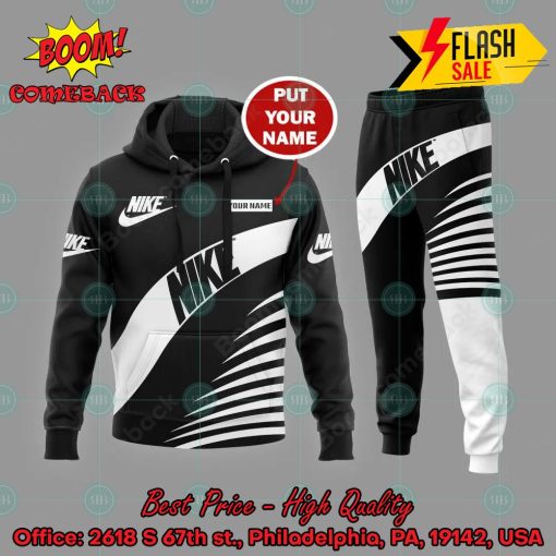 Nike Black And White Personalized Name 3d Hooide And Long Pant V02