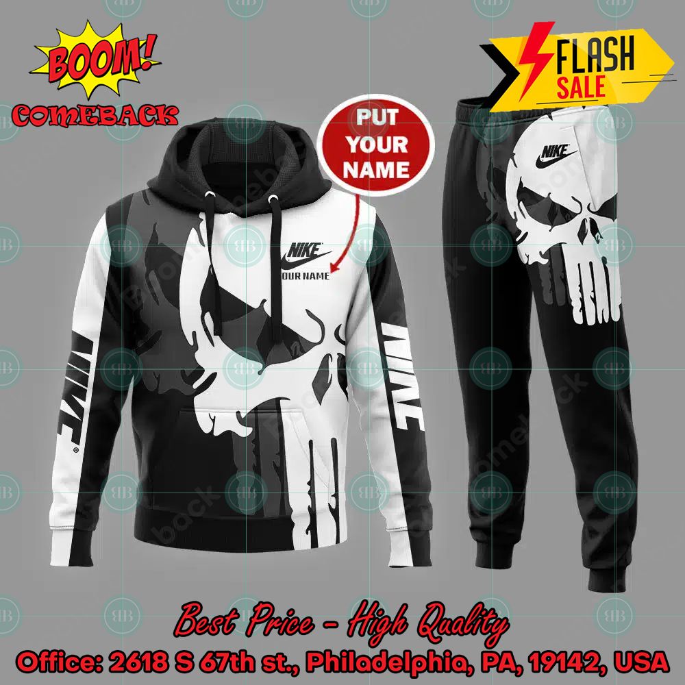 Nike Punisher Skull Personalized Name 3d Hooide And Long Pant
