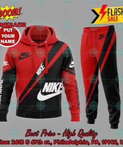 Nike Red And Black Personalized Name 3d Hooide And Long Pant V01