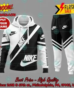 Nike White And Black Personalized Name 3d Hooide And Long Pant V02