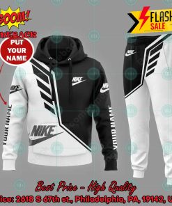 Nike White And Black Personalized Name 3d Hooide And Long Pant V03