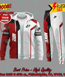 Nike White And Red Personalized Name 3d Hooide And Long Pant V03