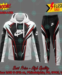Nike White Black Red 3d Hooide And Long Pant