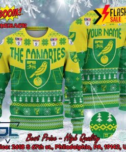 Norwich City FC Big Logo Personalized Name Ugly Christmas Sweater